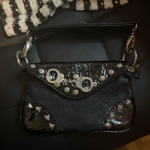 Cuffz By Linz Black Leather Studded Clutch Y2k 2000’s
